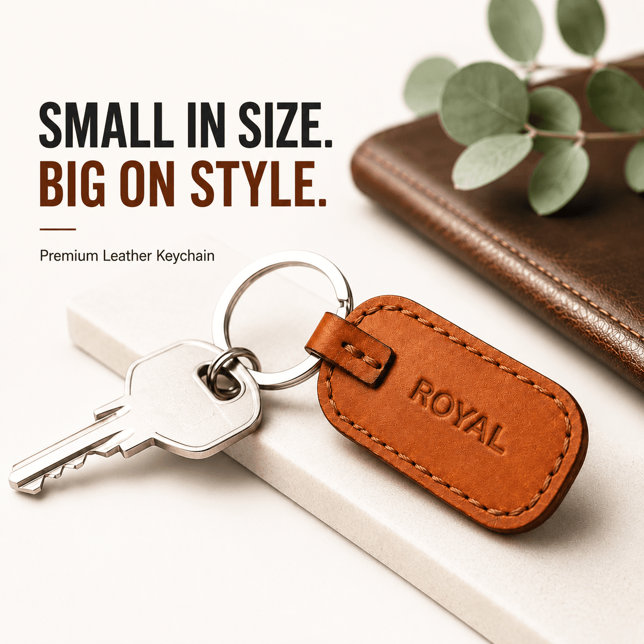 ROYAL Leather Keychain — Tan