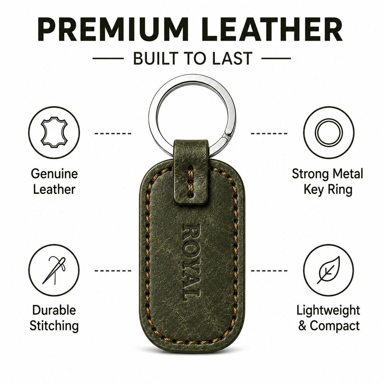 ROYAL Leather Keychain — Green