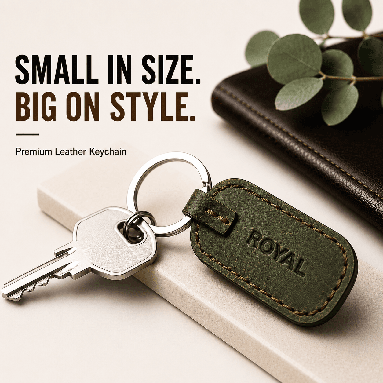 ROYAL Leather Keychain — Green