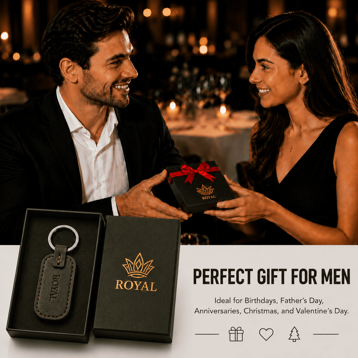 ROYAL Leather Keychain — Green