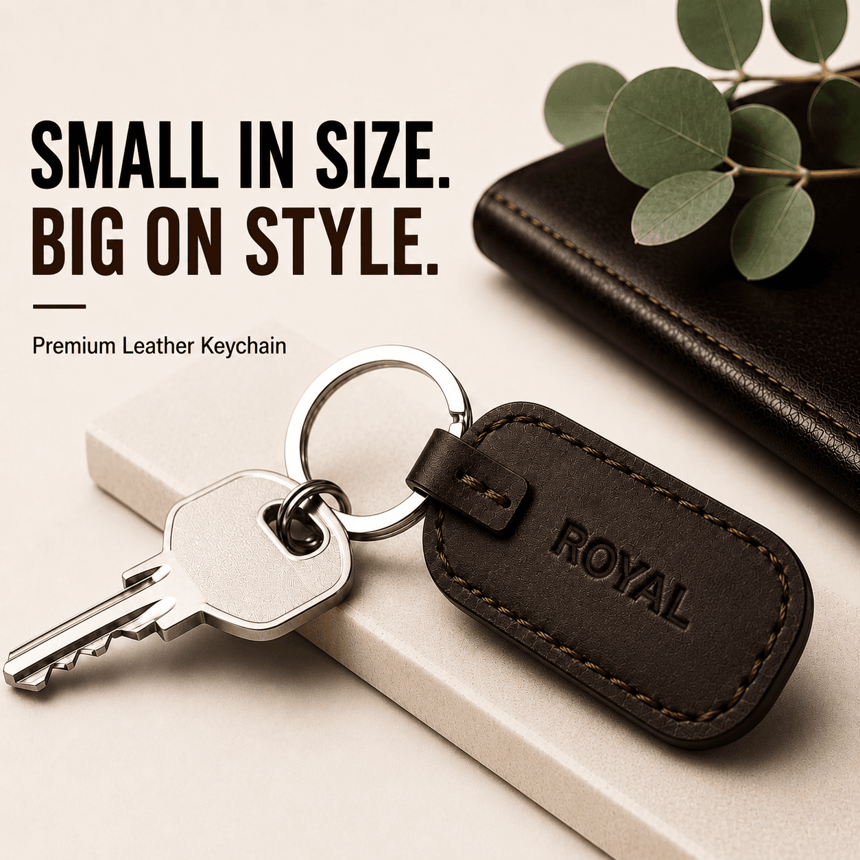 ROYAL Leather Keychain — Brown