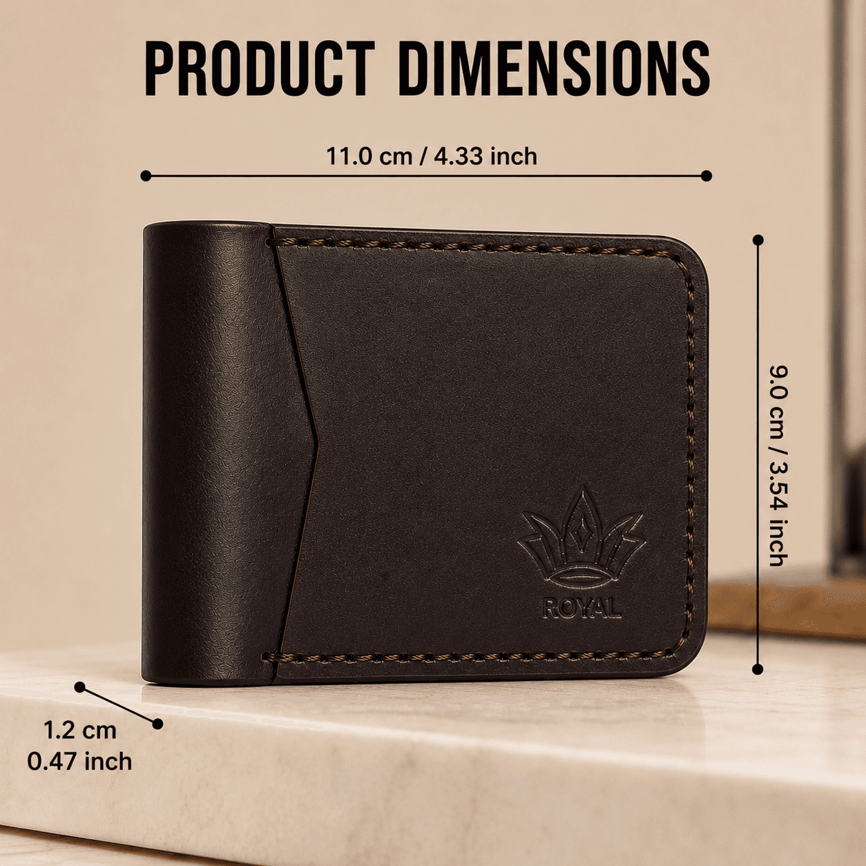 ROYAL Hand Stitch Front Pocket Wallet — Brown