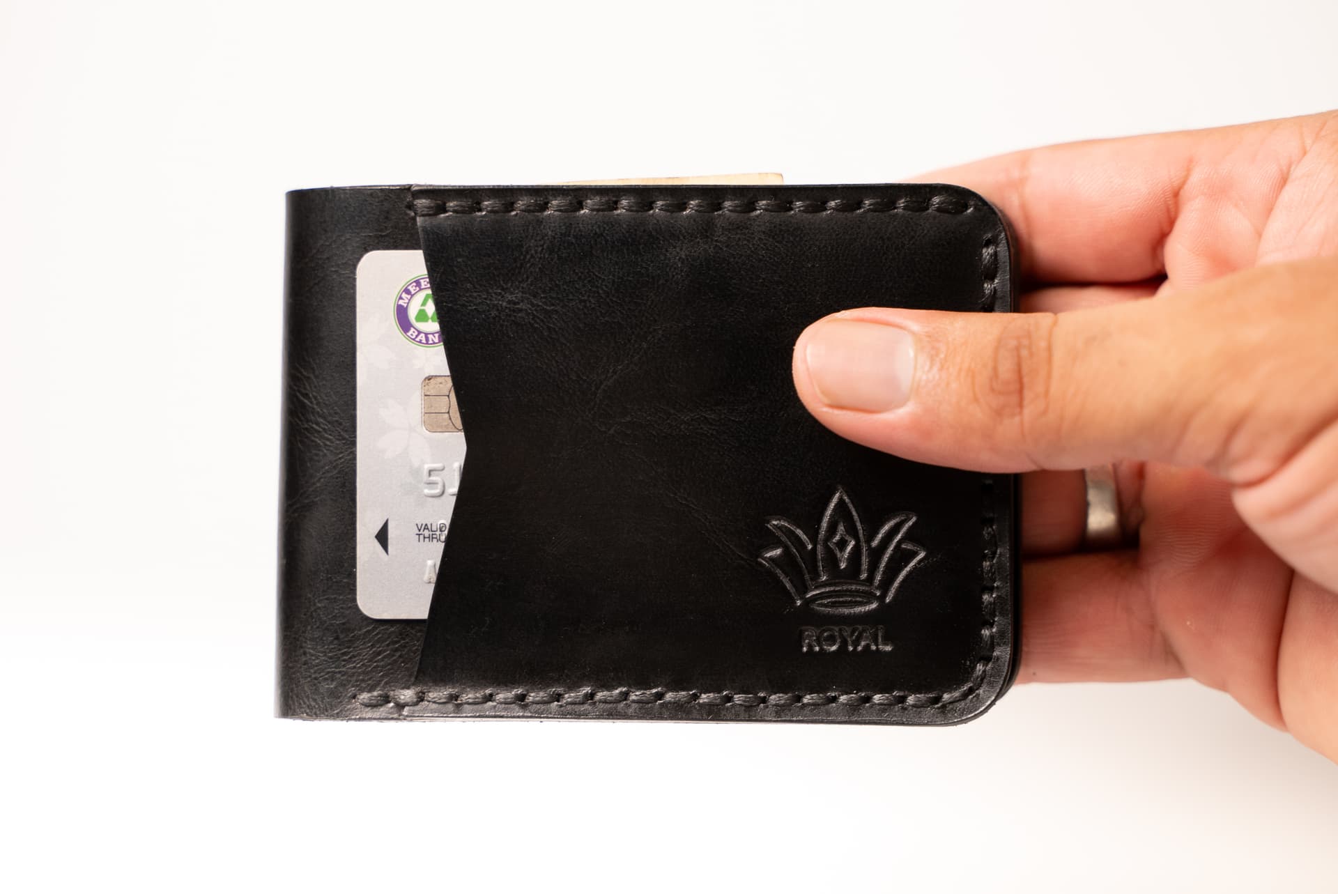 ROYAL Hand Stitch Front Pocket Wallet — Black