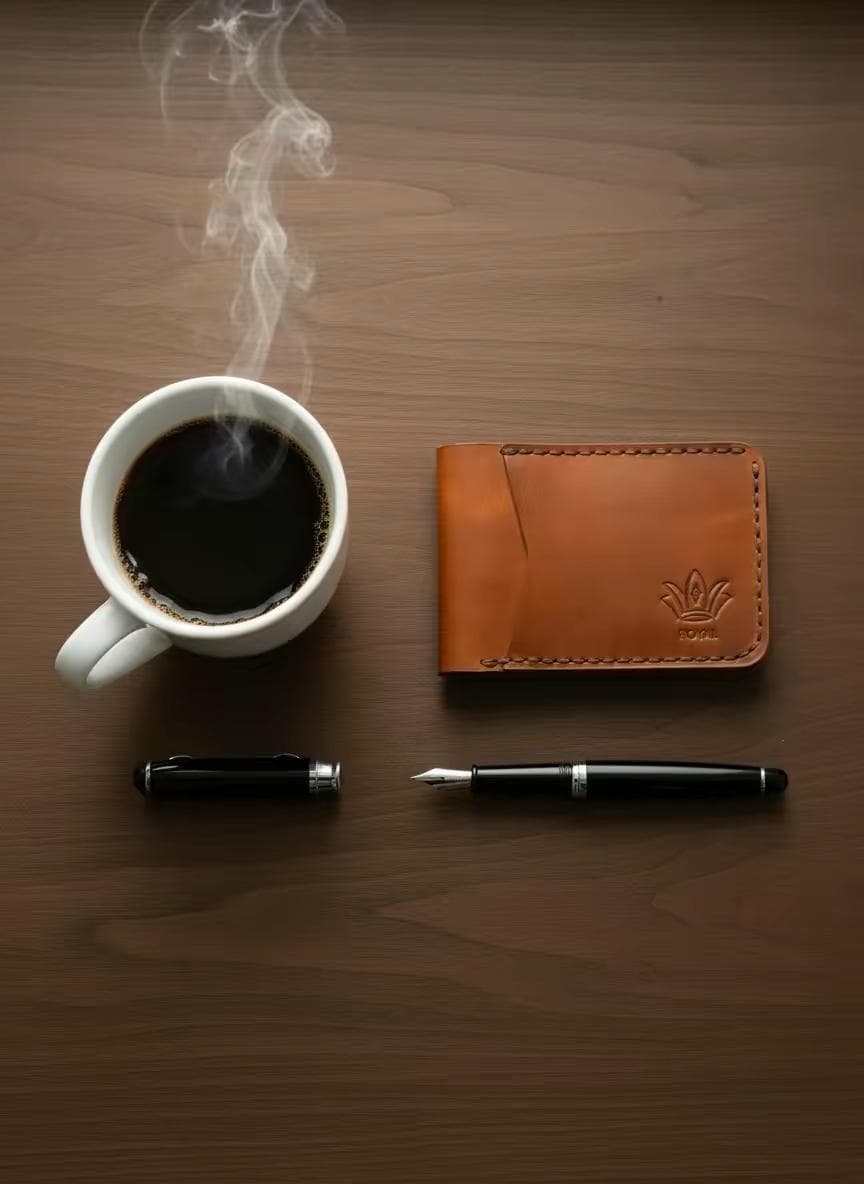 ROYAL Hand Stitch Front Pocket Wallet — Tan