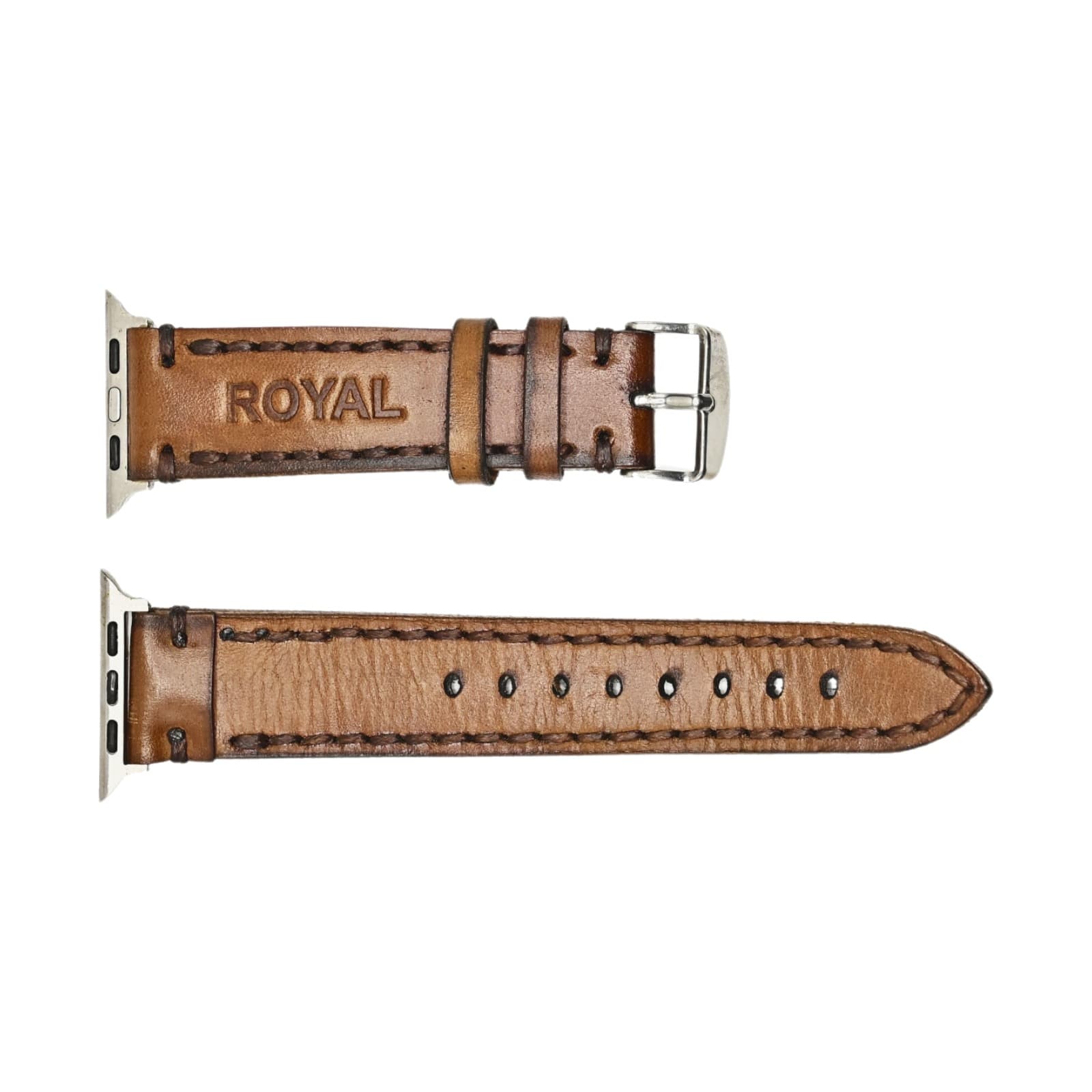 ROYAL Leather Apple Watch Band — Tan — second view on white