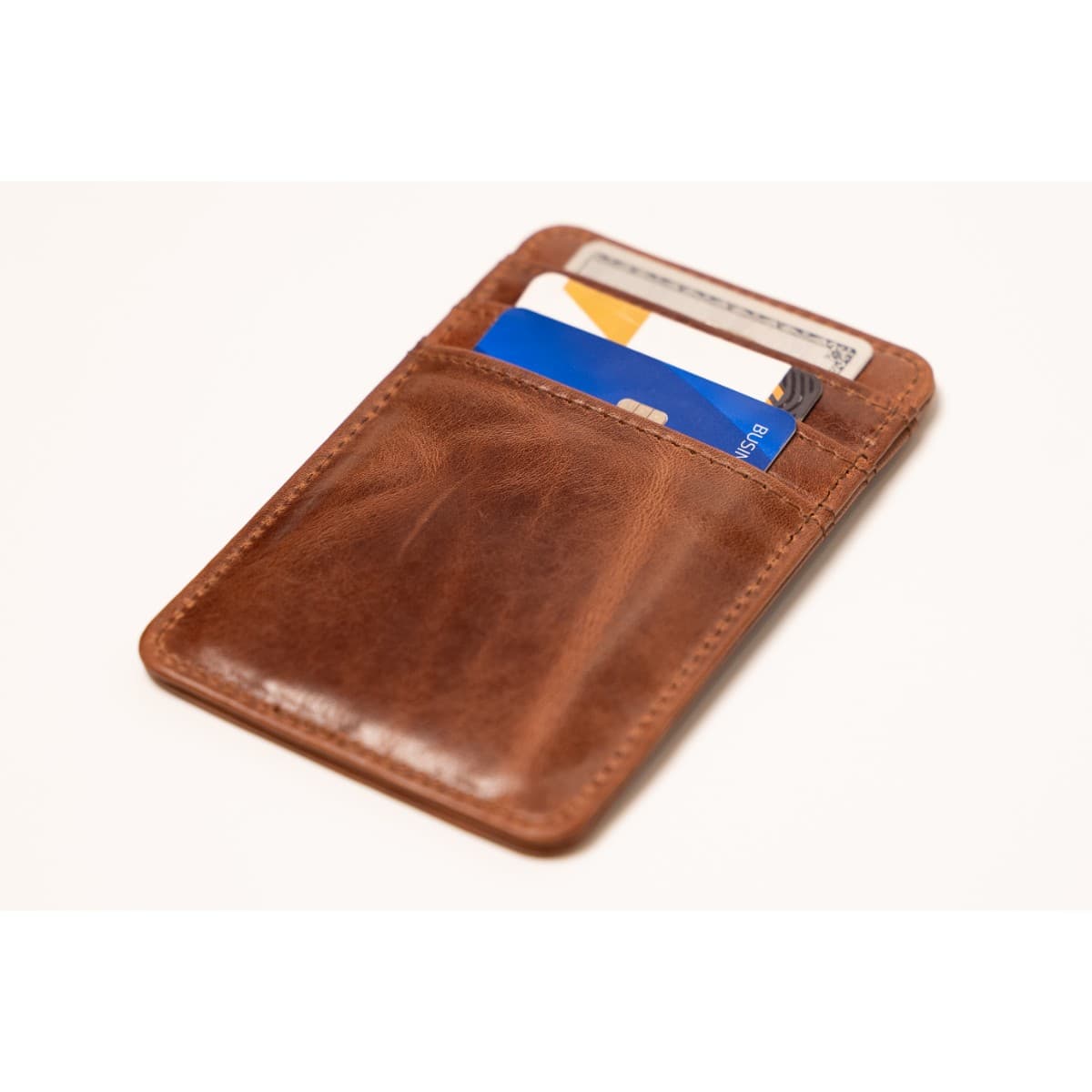 ROYAL Slim Card Holder — Brown — angle view