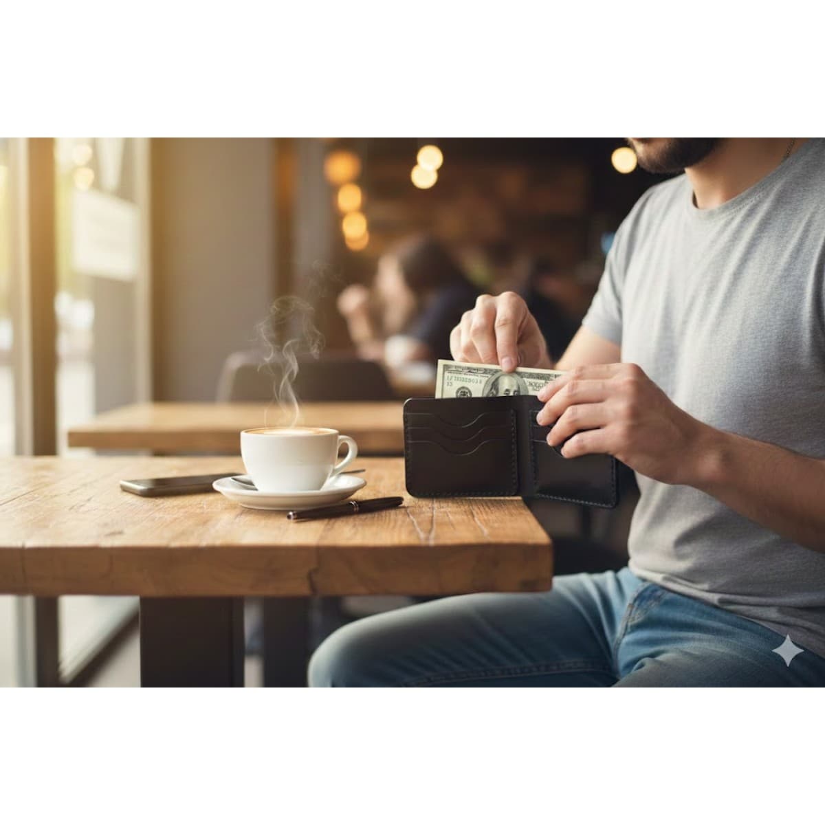 ROYAL Hand Made Regular 3 Pocket Wallet — Black — angle view