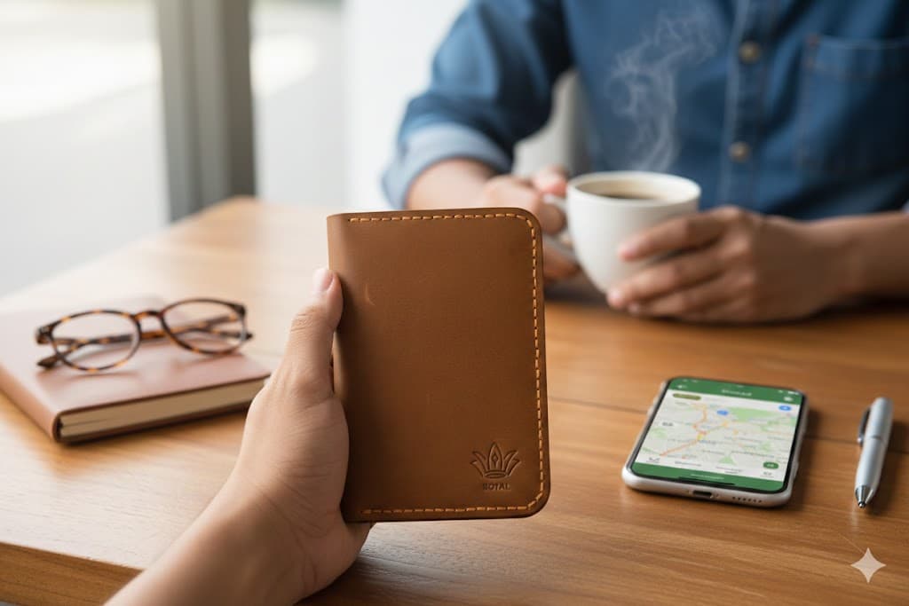 ROYAL Hand Made Passport Cover — Camel