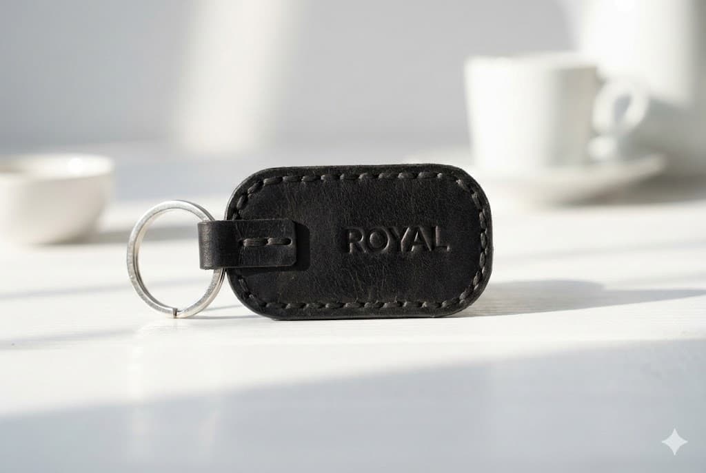 ROYAL Leather Keychain — Black