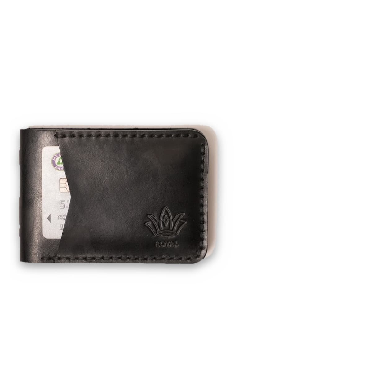 ROYAL Hand Stitch Front Pocket Wallet — Black — Full-Grain Leather | ROYAL
