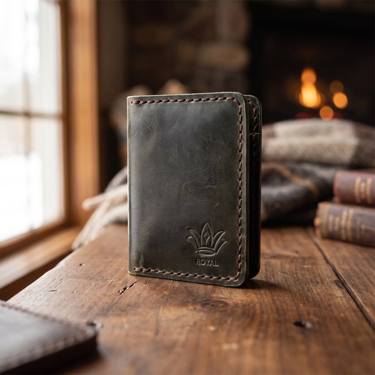 ROYAL Hand Made Card Holder — Green — lifestyle view