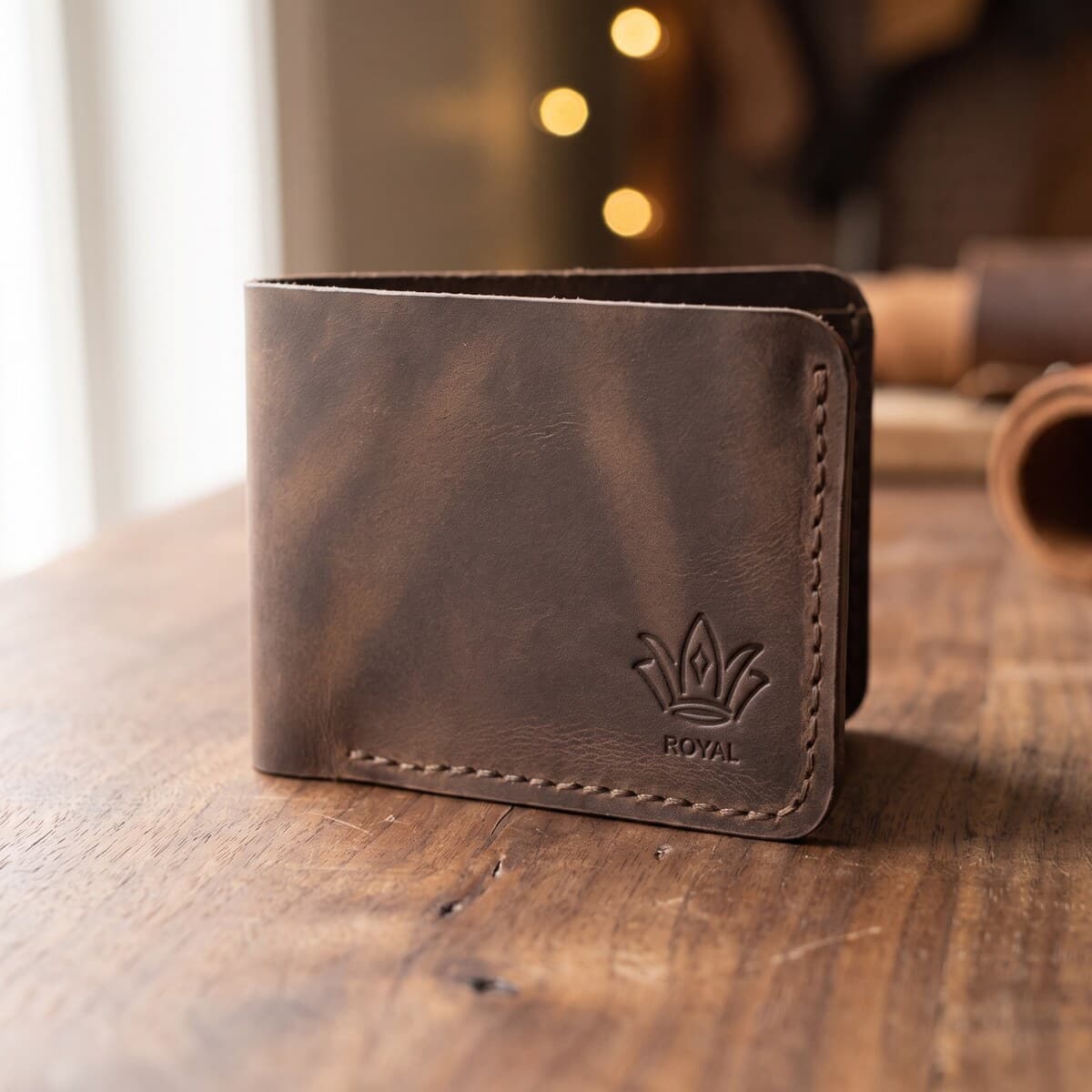 ROYAL Hand Made 3 Pocket + Hidden Wallet — Chocolate — angle view