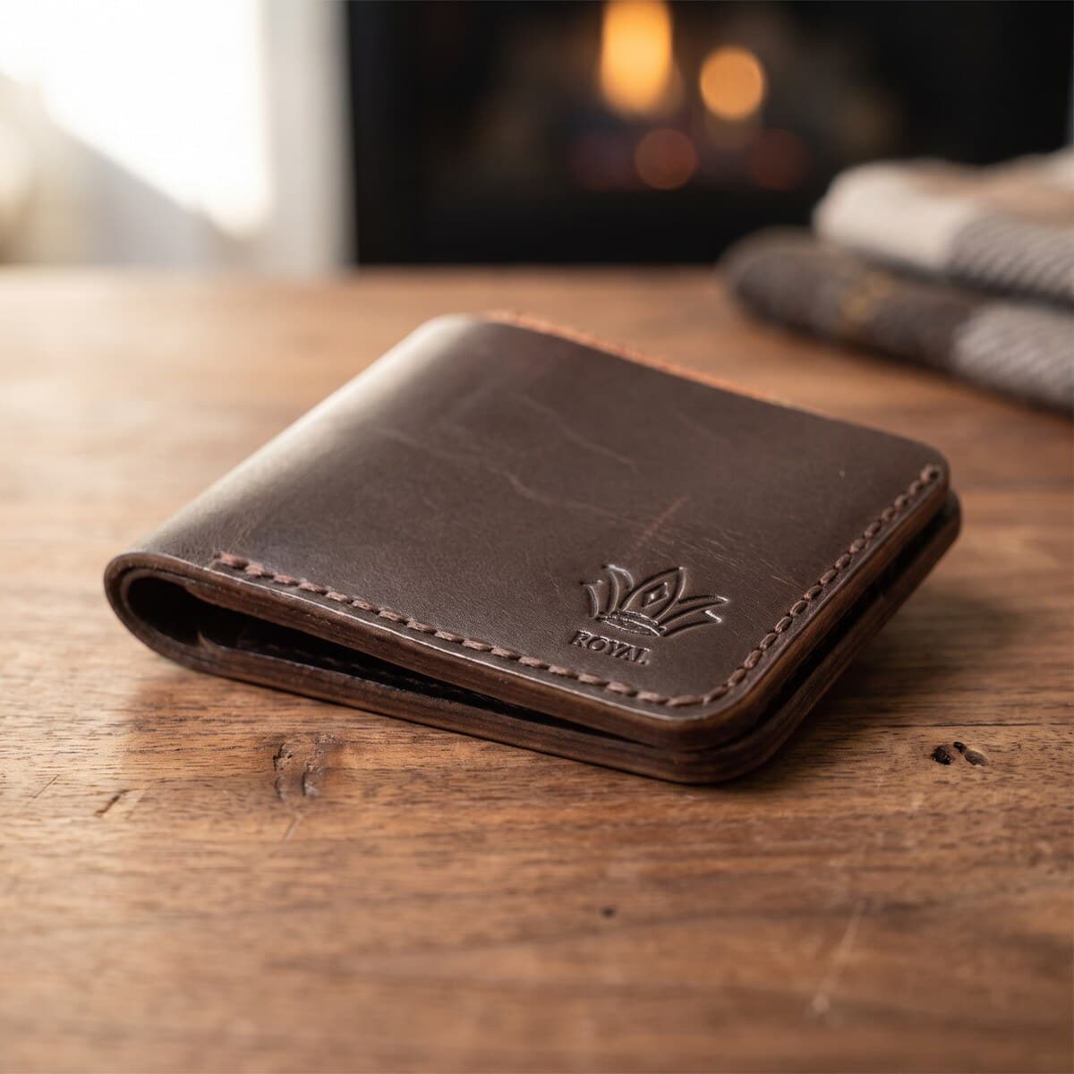 ROYAL Hand Made Regular 3 Pocket Wallet — Brown — lifestyle view