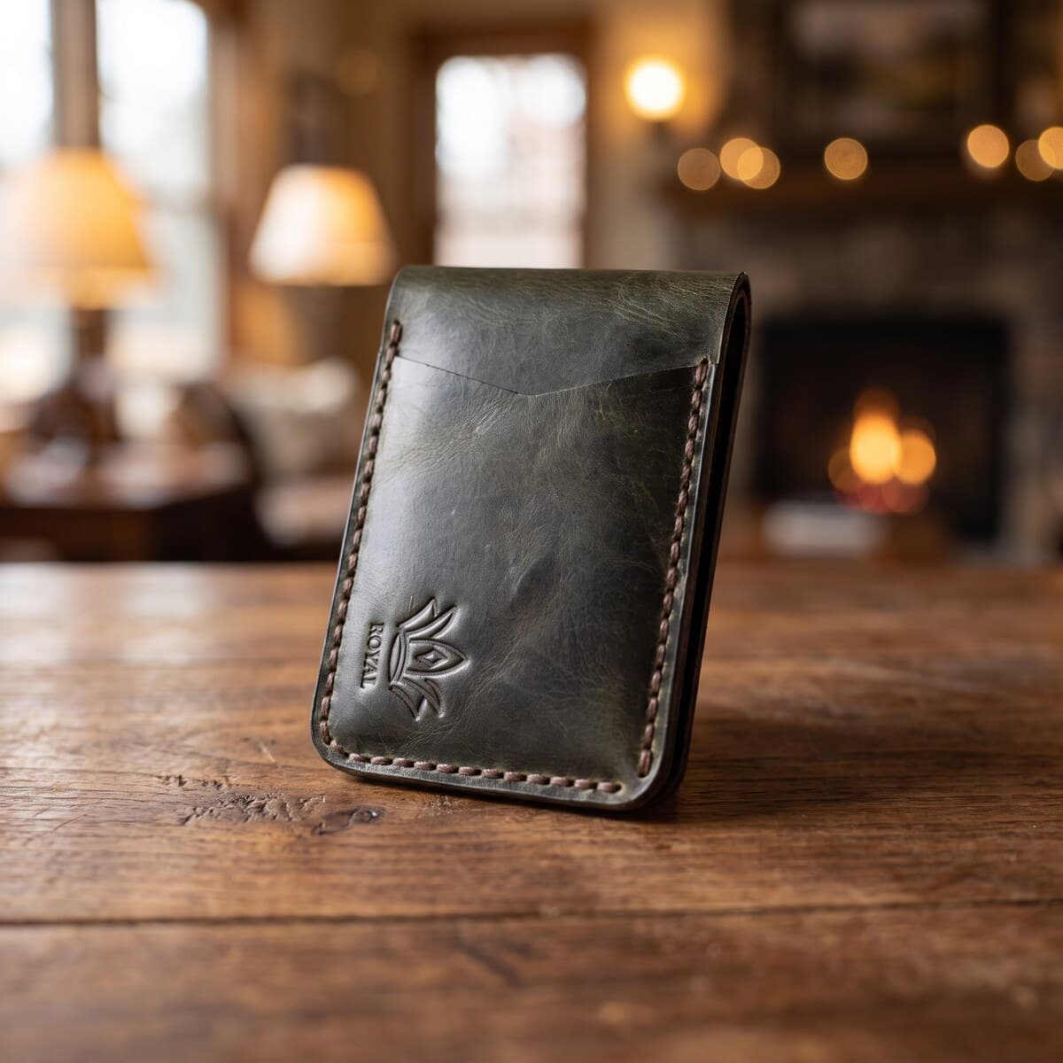 ROYAL Hand Stitch Front Pocket Wallet — Green — lifestyle view