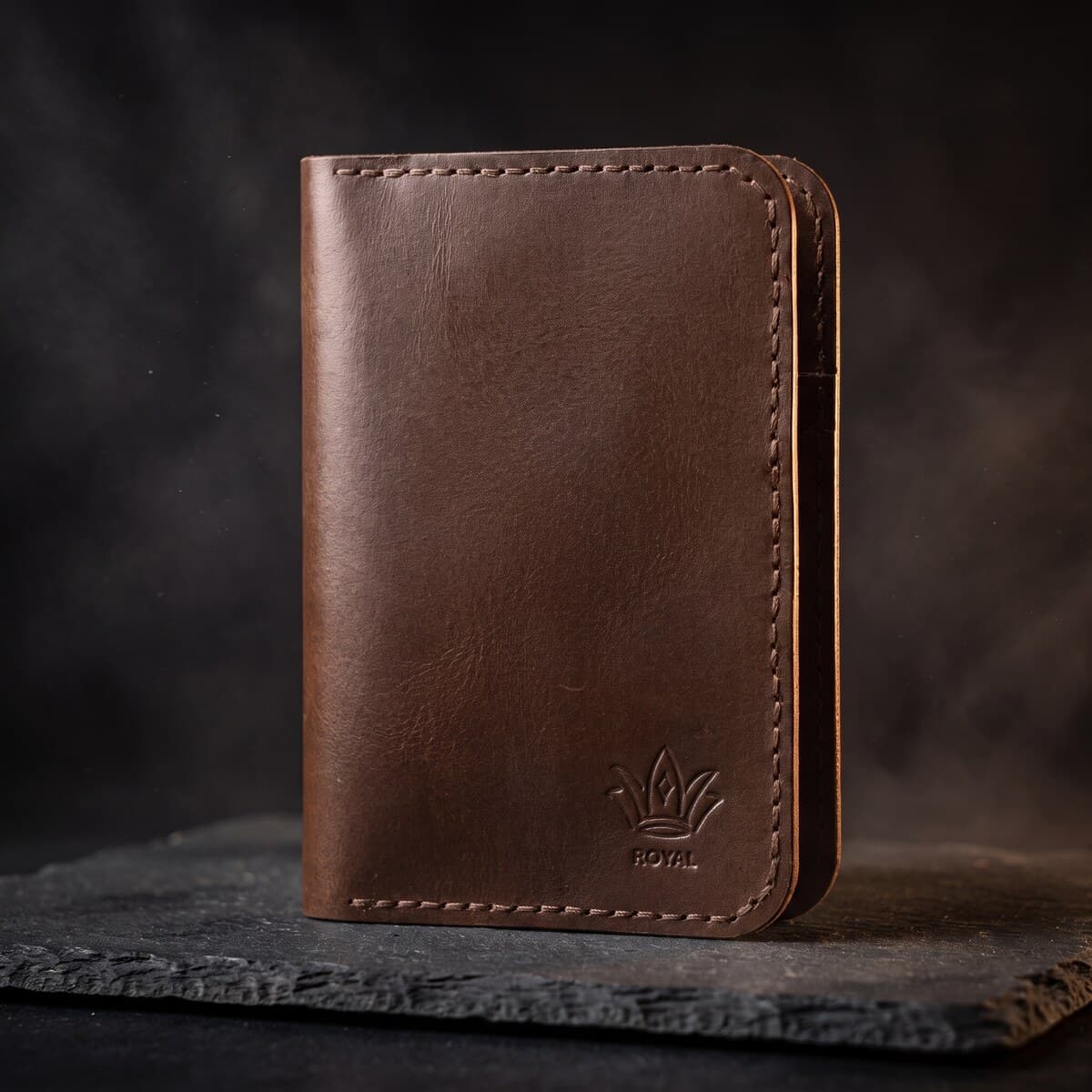 Royal Hand Made Passport Cover — Chocolate — Chocolate full-grain leather