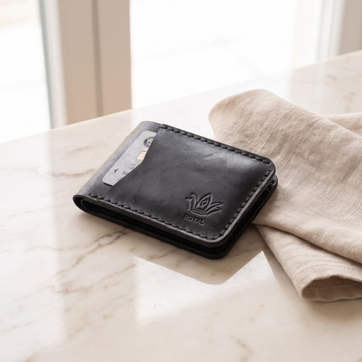 ROYAL Hand-Stitch Front Pocket Wallet β Black