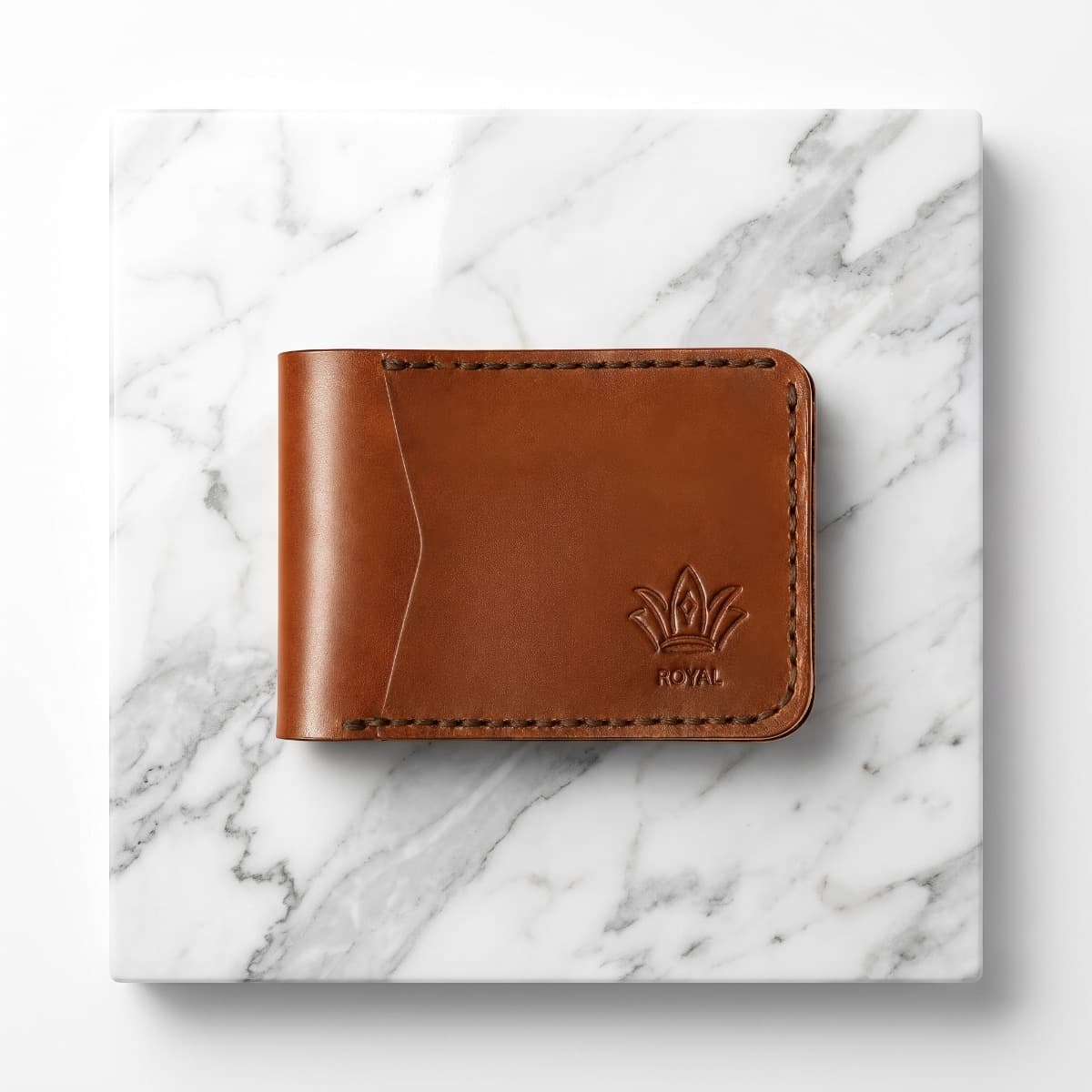ROYAL Hand Stitch Front Pocket Wallet — Tan — interior view