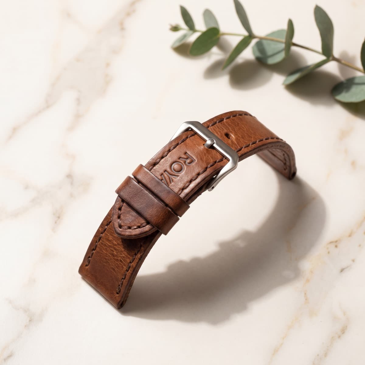 ROYAL Leather Watch Strap — Tan — interior view