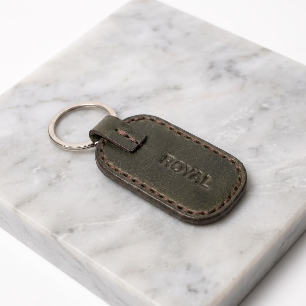 ROYAL Leather Keychain — Green — detail view
