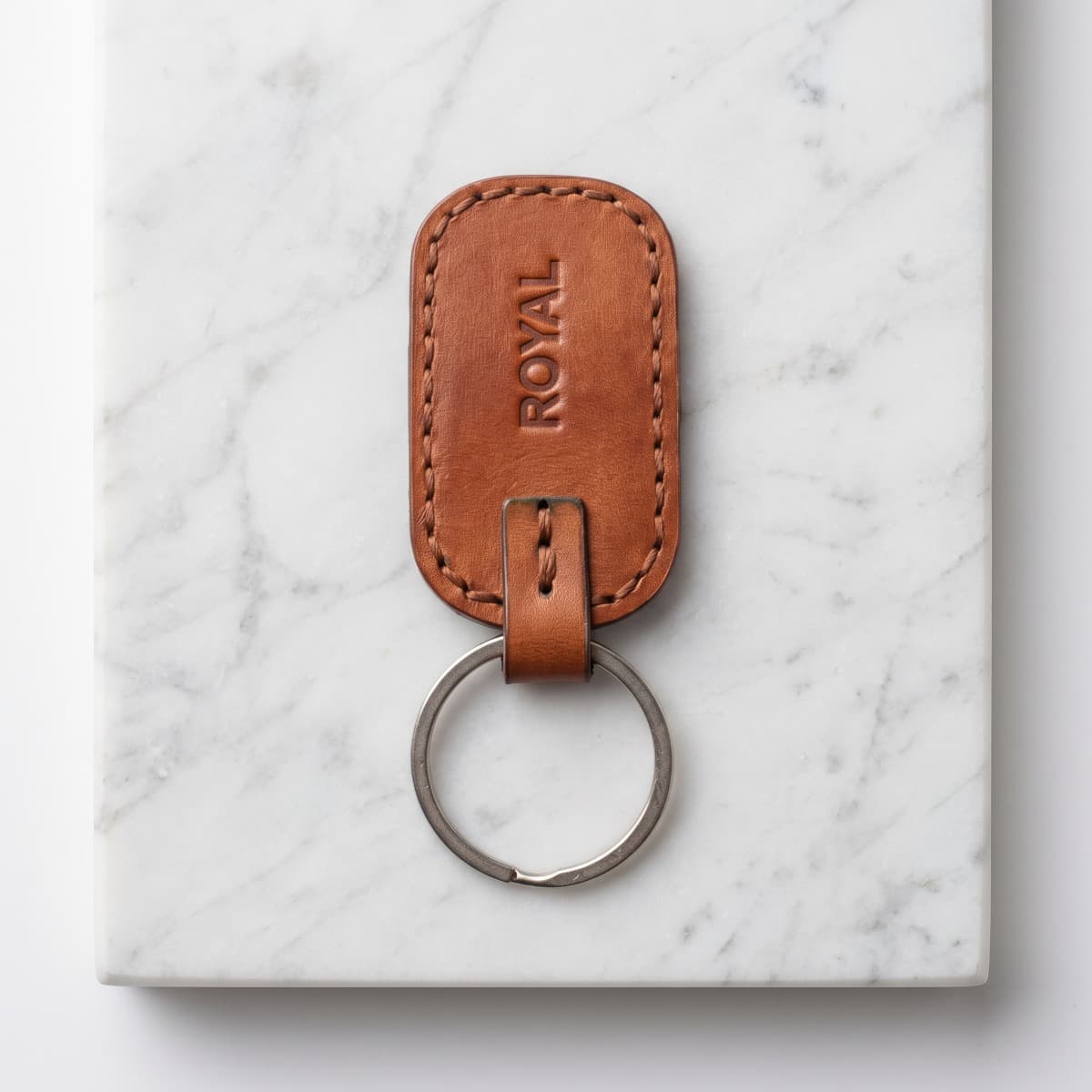 ROYAL Leather Keychain — Tan — lifestyle view