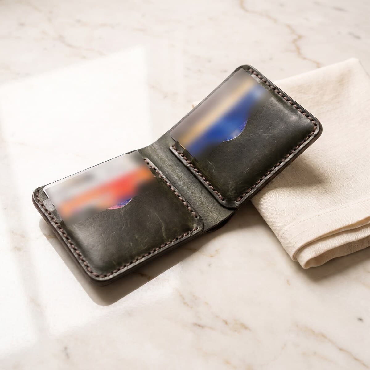 ROYAL Hand Made Regular 3 Pocket Wallet — Green — front view