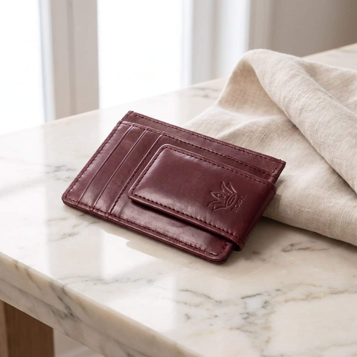 ROYAL Magnet Card Holder — Burgundy — back view