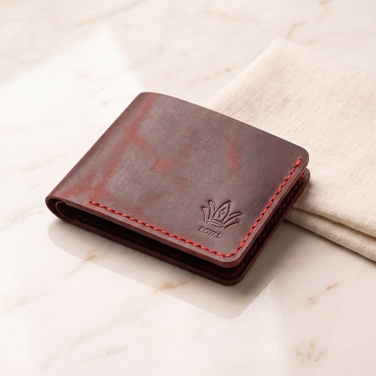 ROYAL Hand Made 3 Pocket + Hidden Wallet — Burgundy — lifestyle view