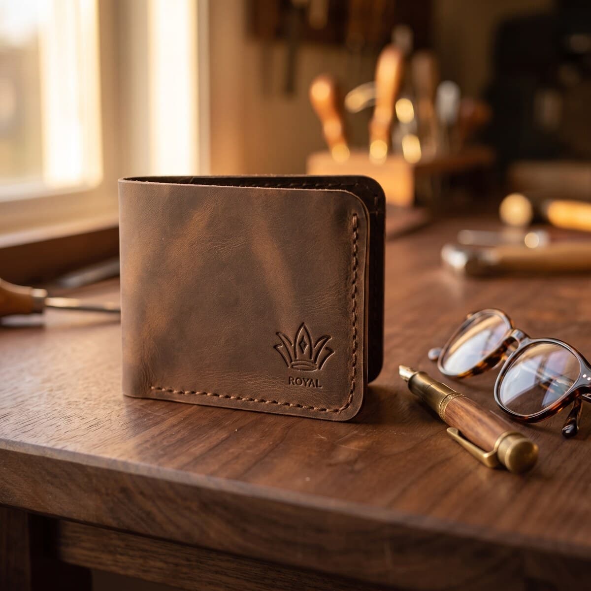 ROYAL Hand Made 3 Pocket + Hidden Wallet — Chocolate — back view
