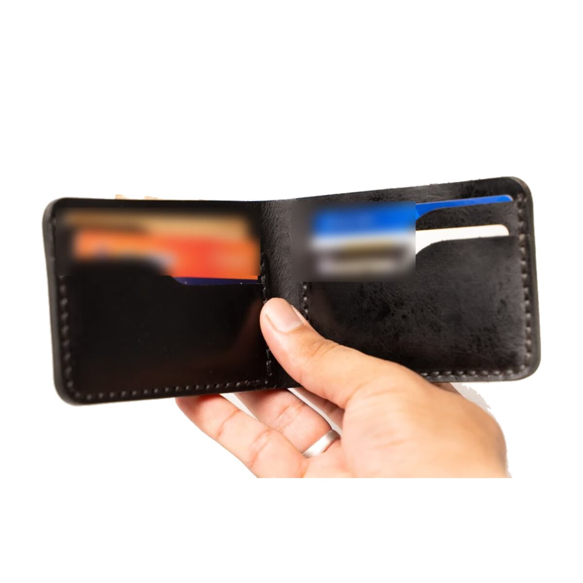 ROYAL Hand-Stitch Front Pocket Wallet — Black — lifestyle view