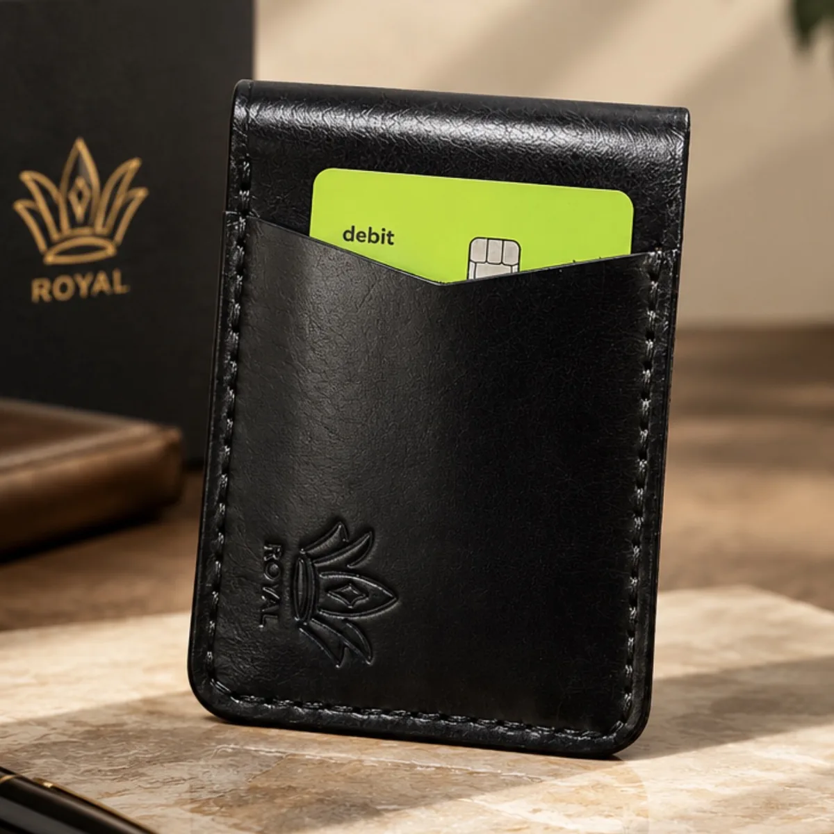 ROYAL Hand-Stitched Front Pocket Wallet — Black