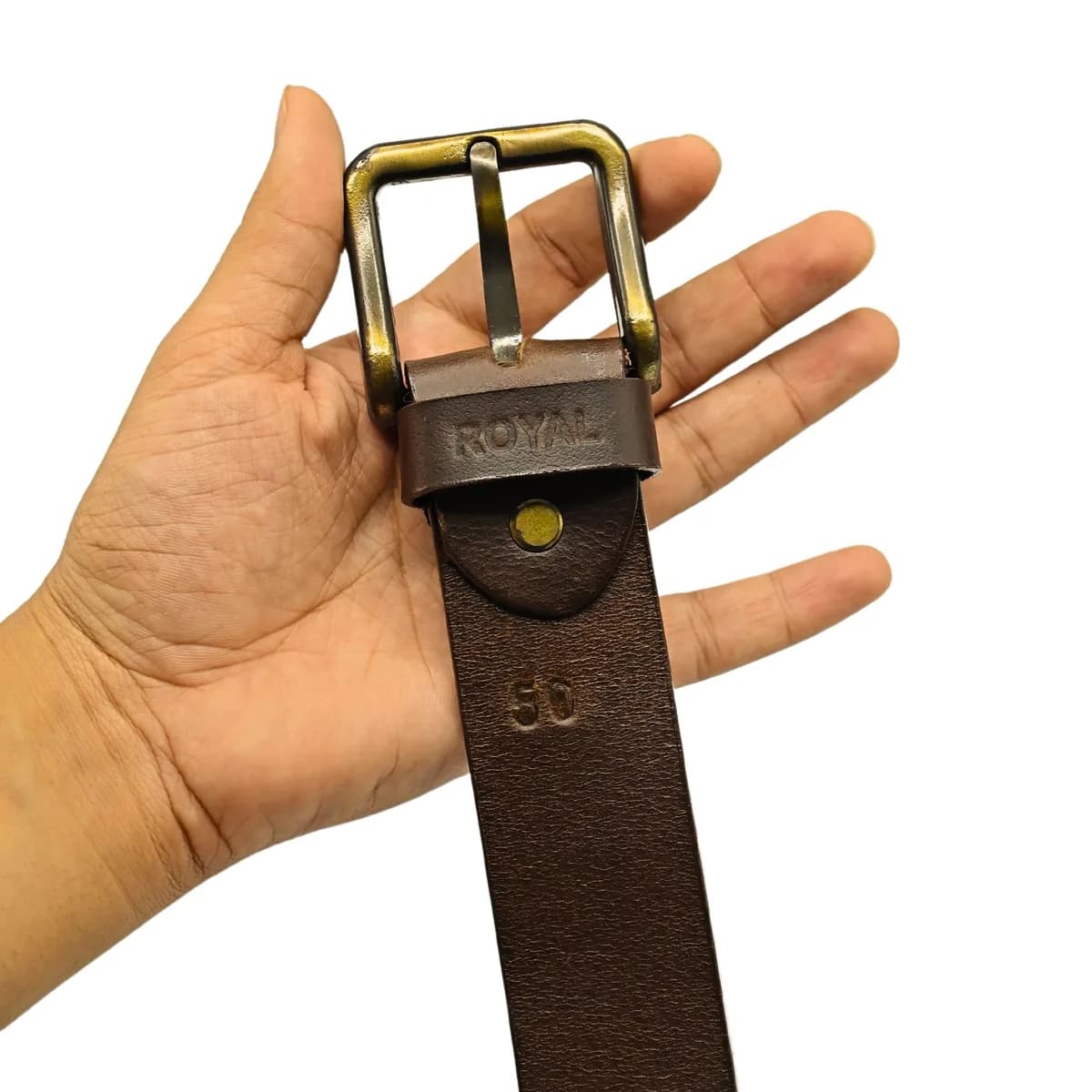 ROYAL Hand Crafted Leather Belts (Choclate Brown, 46)