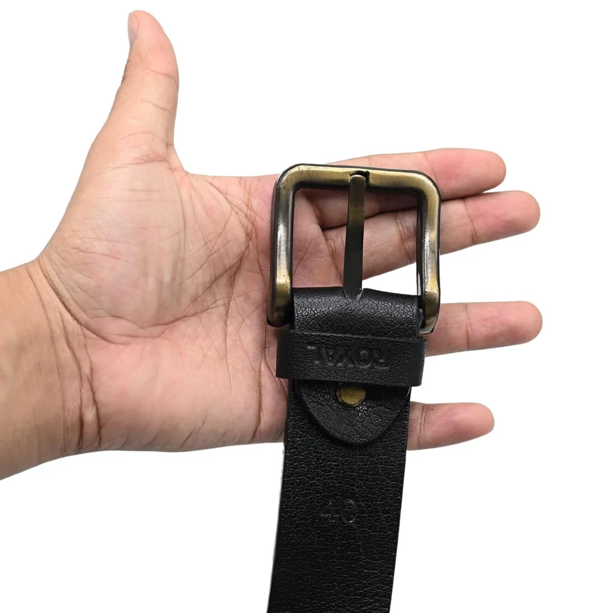 ROYAL Hand Crafted Leather Belts (Black, 40)