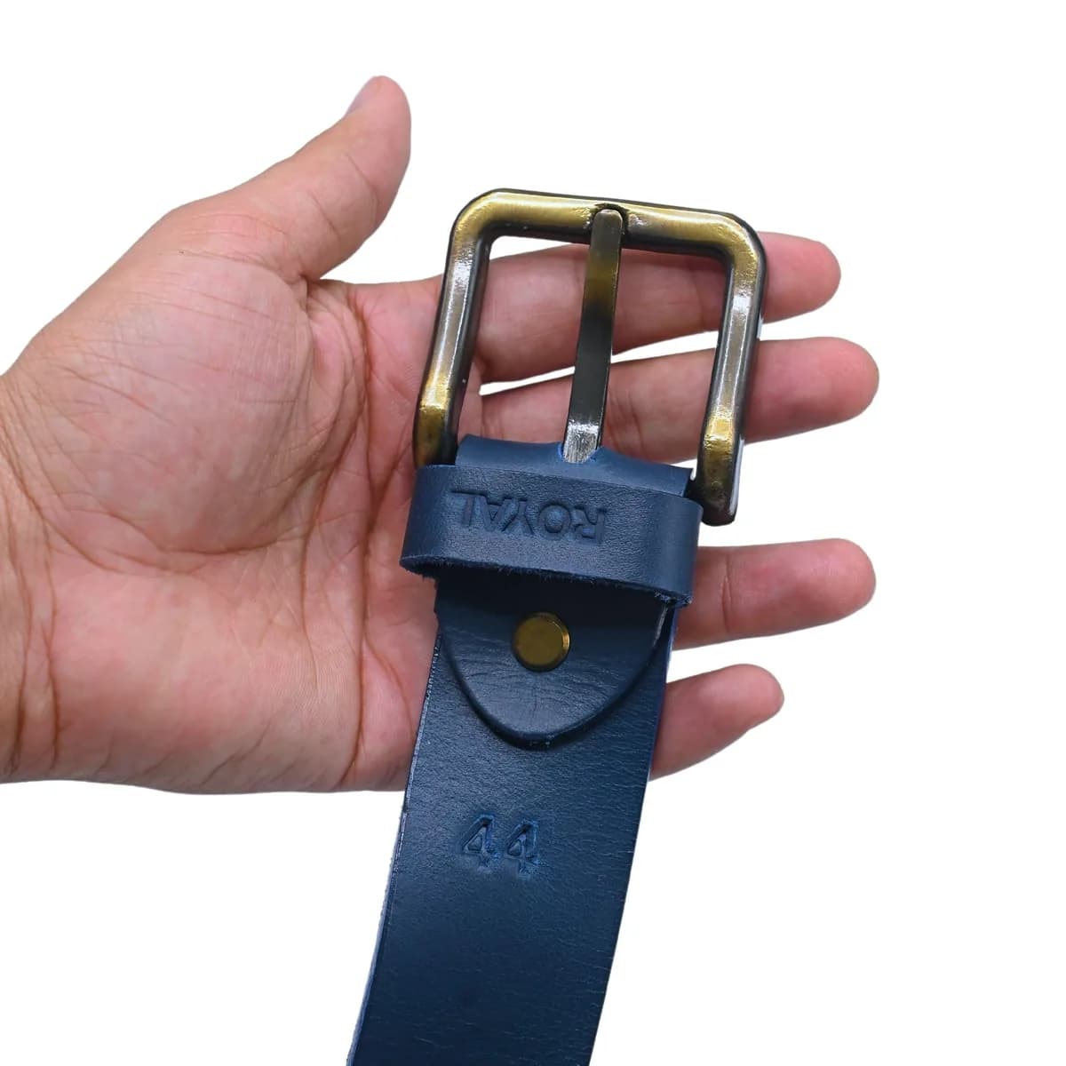 ROYAL Hand Crafted Leather Belts (Blue, 48)