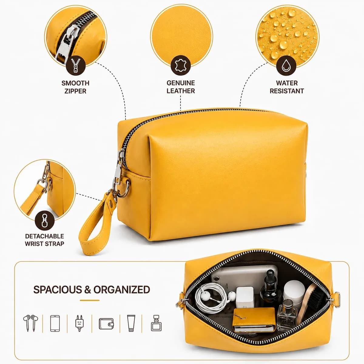 ROYAL Genuine Leather Toiletry Bag for Men and Women, Travel Dopp Kit
