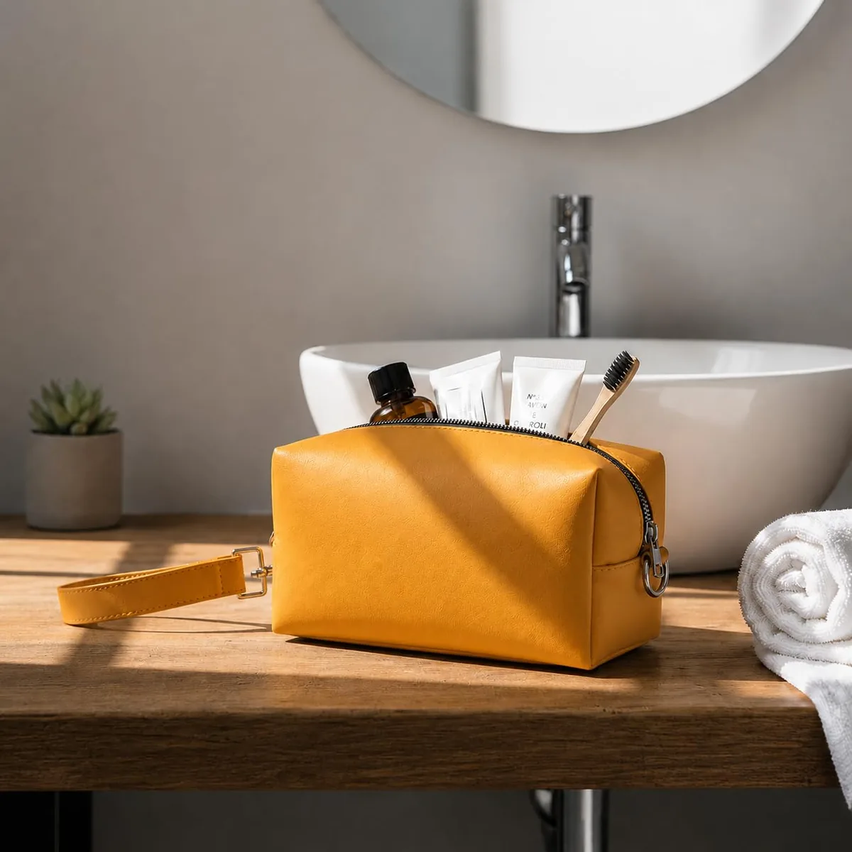 ROYAL Genuine Leather Toiletry Bag for Men and Women, Travel Dopp Kit