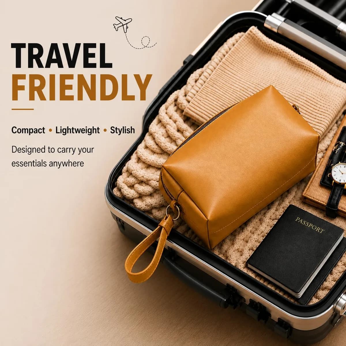 ROYAL Genuine Leather Toiletry Bag for Men and Women, Travel Dopp Kit