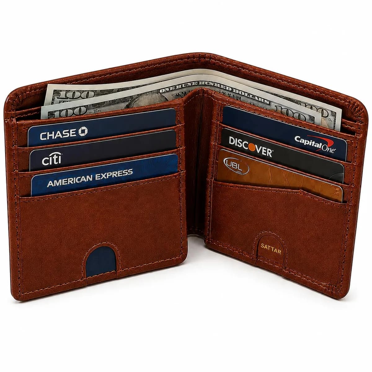 ROYAL Genuine Leather Bifold Wallet for Men – 10 Card Slots, 2 Cash Pockets, Lift-Up ID Window, Compact Design for Everyday Carry & Gifting