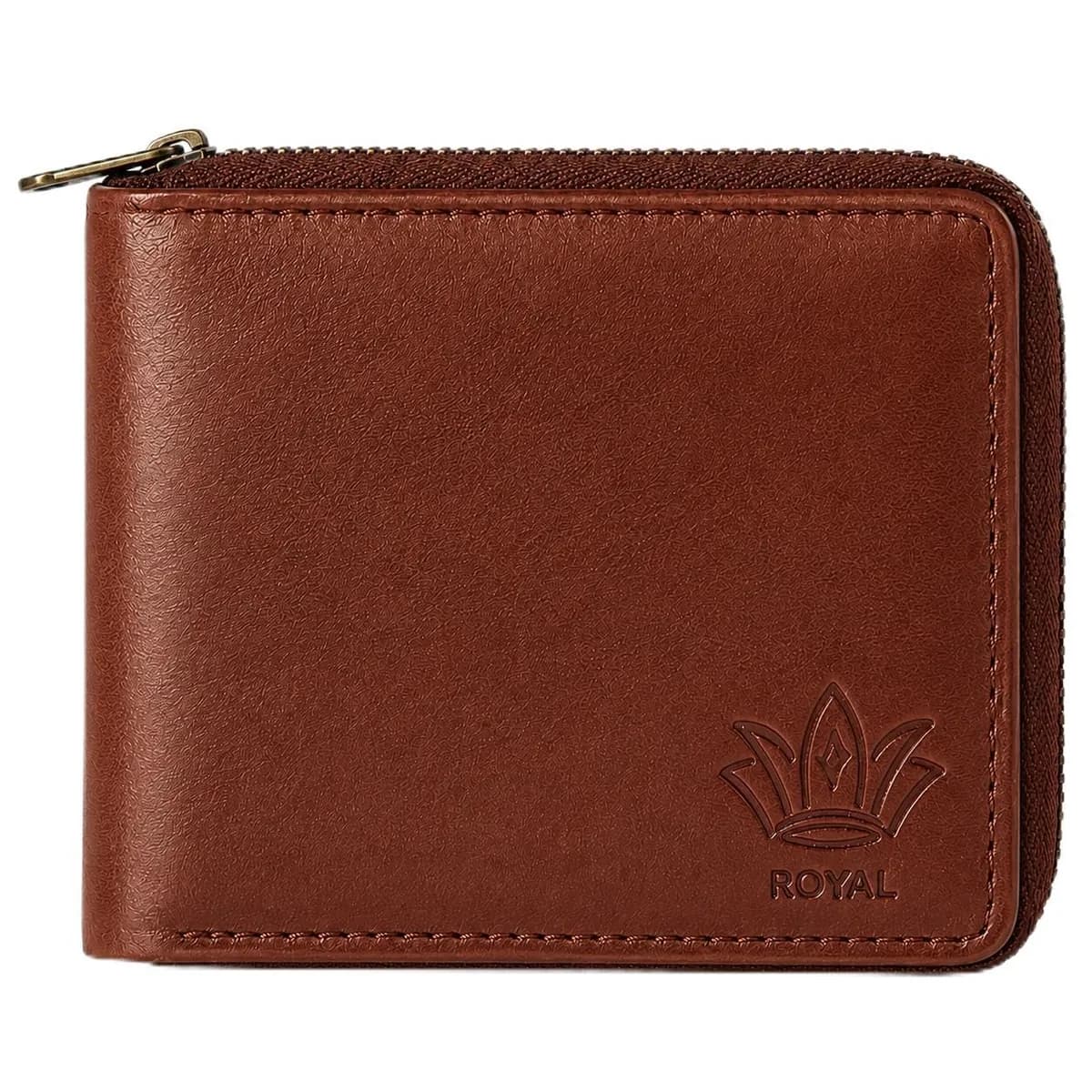 ROYAL Men's Zipper Wallet, Bifold Wallet for Men with 6 Card Slots, 2 Cash Compartments & ID Window, Compact 2-Layer Wallet with Wraparound Zipper