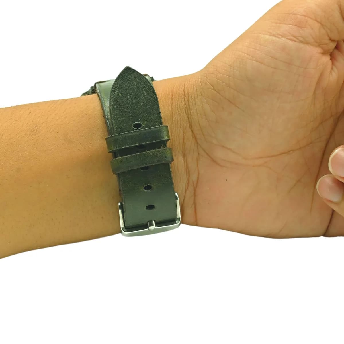 Quick Release Leather Watch Strap, Green