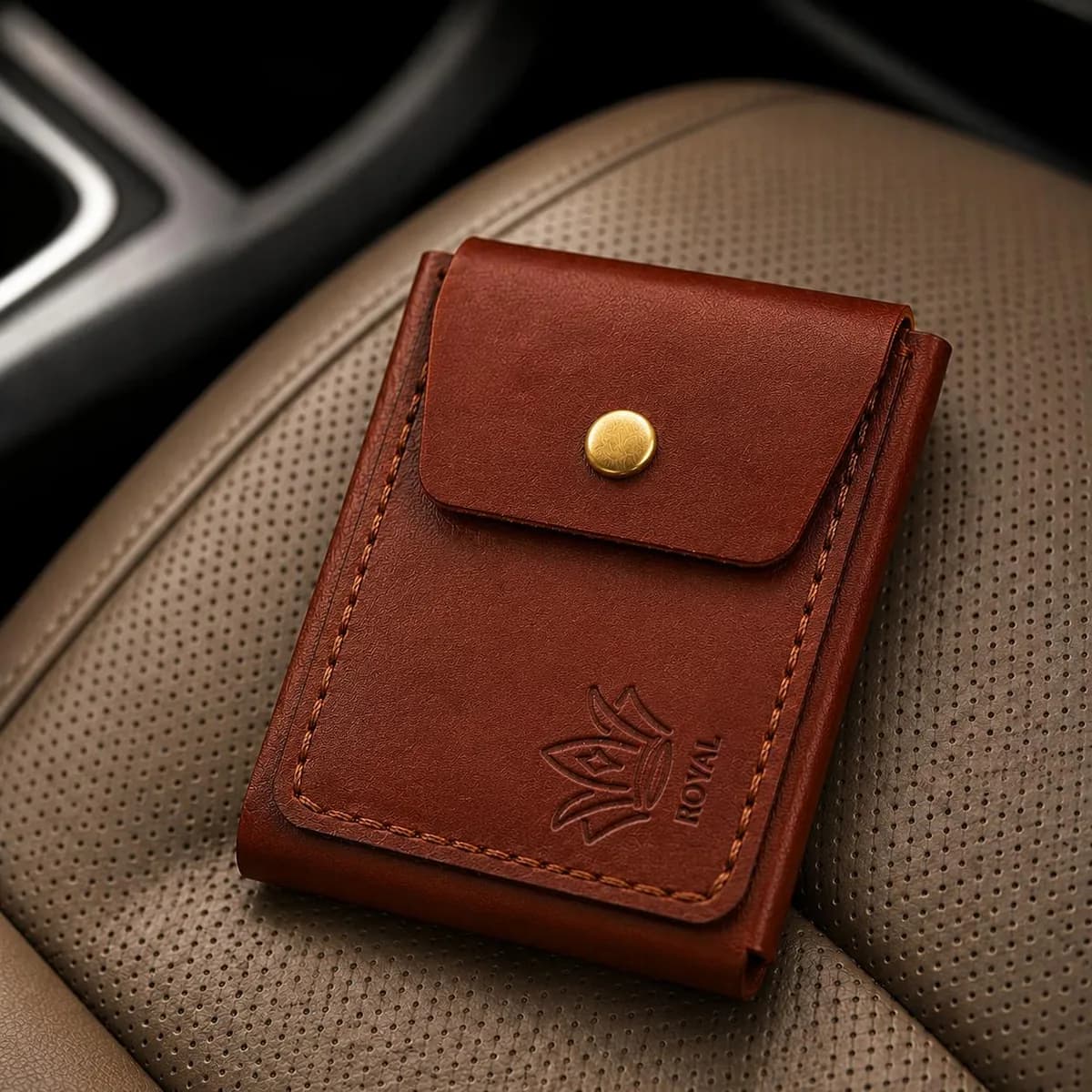 Genuine Leather Wallet Men Slim Bifold Handmade Card Holder | Brown Wallet