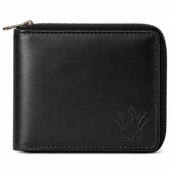 ROYAL Men's Zipper Wallet, Bifold Wallet for Men with 6 Card Slots, 2 Cash Compartments & ID Window, Compact 2-Layer Wallet with Wraparound Zipper