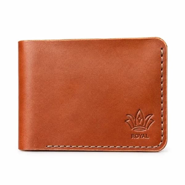 Men's Slim Bifold Wallet, Tan — Hand-Stitched