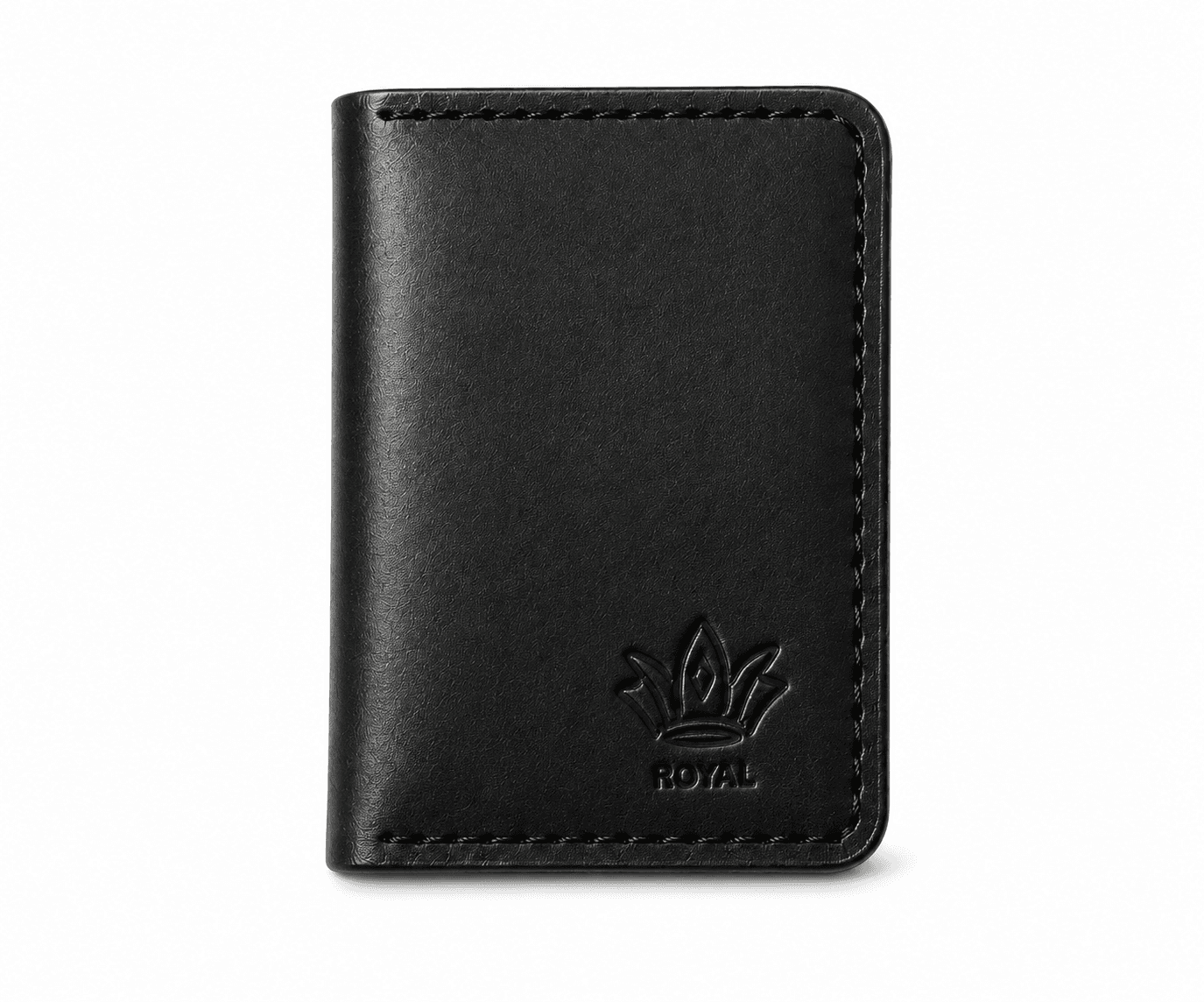Royal Hand Made Card Holder β Black β Black full-grain leather