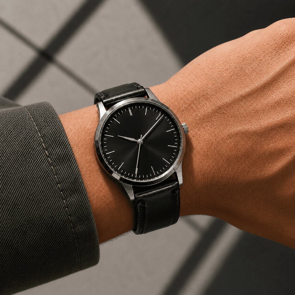 ROYAL Leather Watch Strap — Black