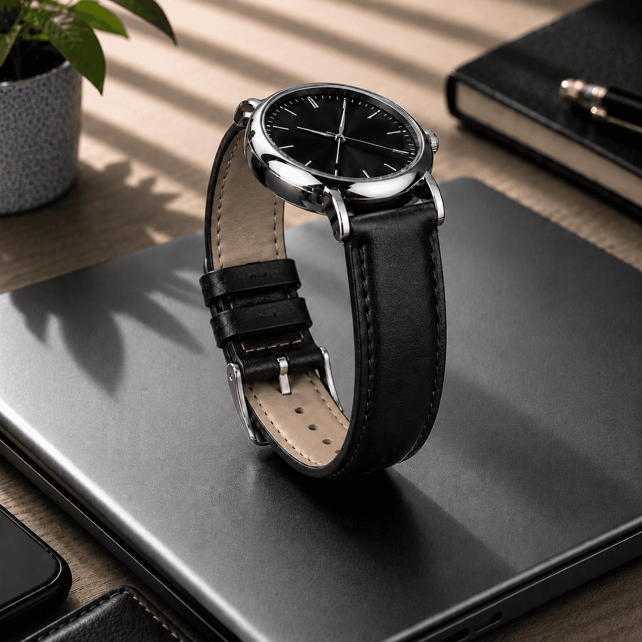 ROYAL Leather Watch Strap — Black