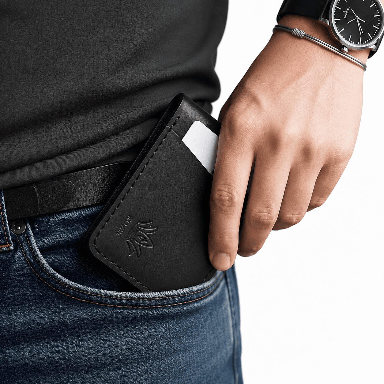 ROYAL Hand-Stitch Front Pocket Wallet — Black
