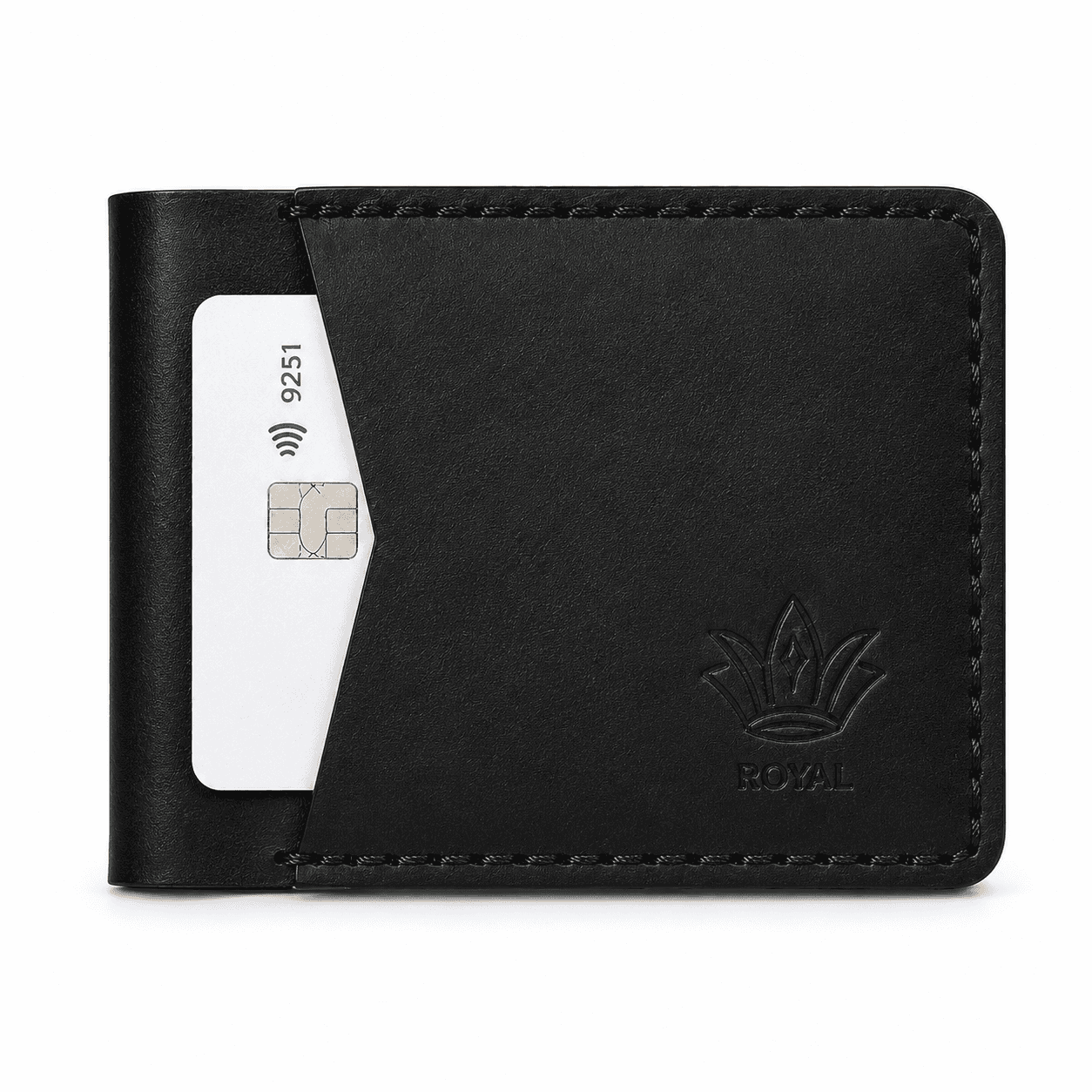 ROYAL Hand-Stitch Front Pocket Wallet — Black