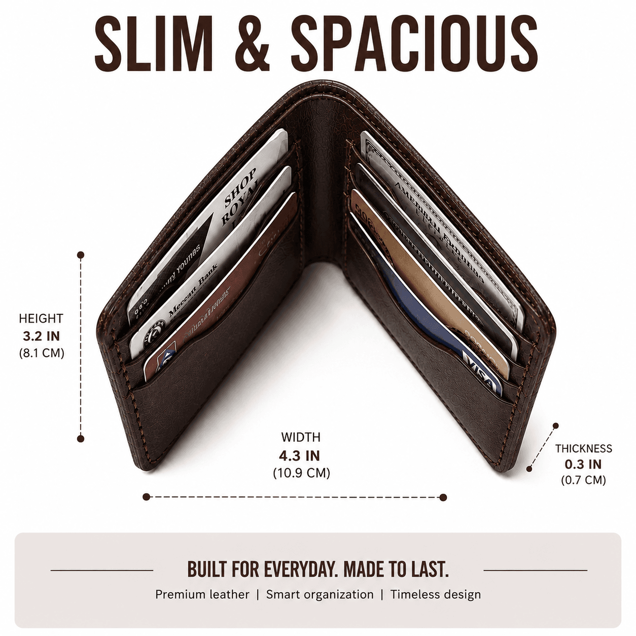 ROYAL Hand Made Regular 3 Pocket Wallet — Brown