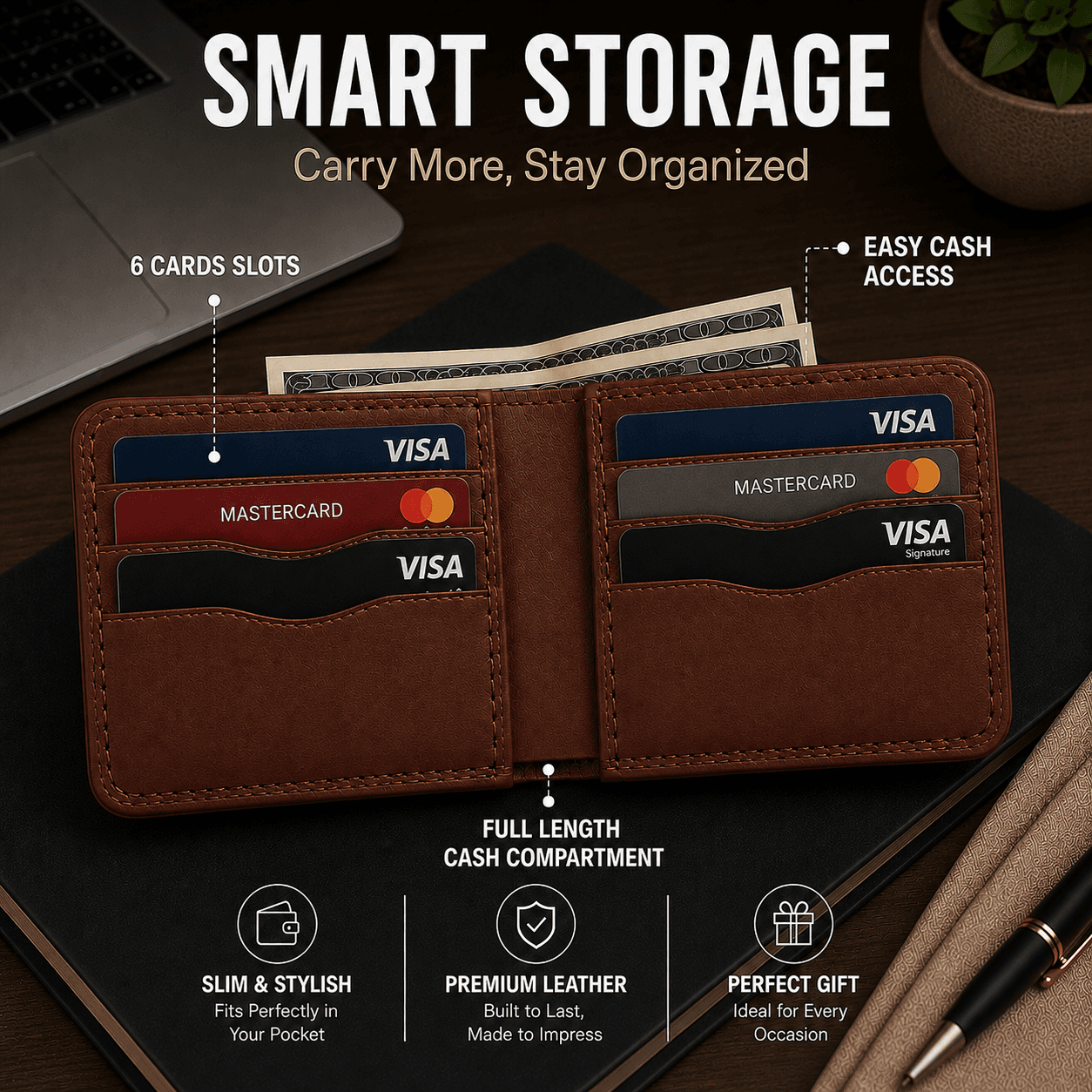 ROYAL Hand Made 3 Pocket + Hidden Wallet — Chocolate