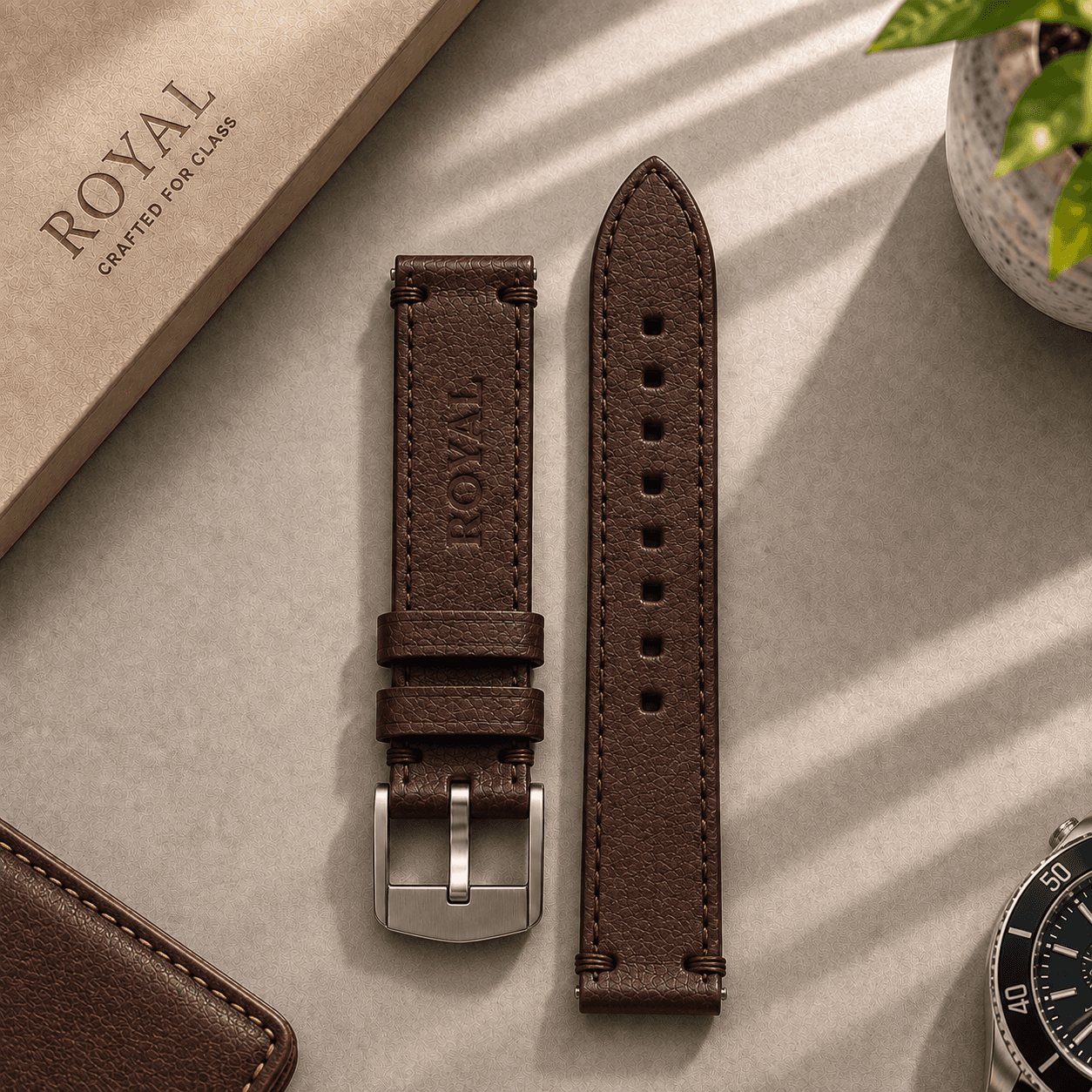 ROYAL Leather Watch Strap — Chocolate Brown